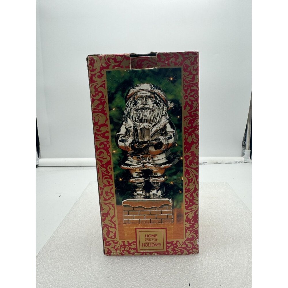 Vintage Foley's Home for the Holidays Silverplate Musical Santa Claus Figure